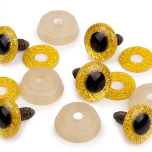 Biztonsági szem 3D csillogós sárga 14mm